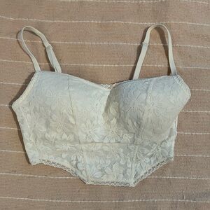 PINK Victoria's Secret Lace Bustier in Cream